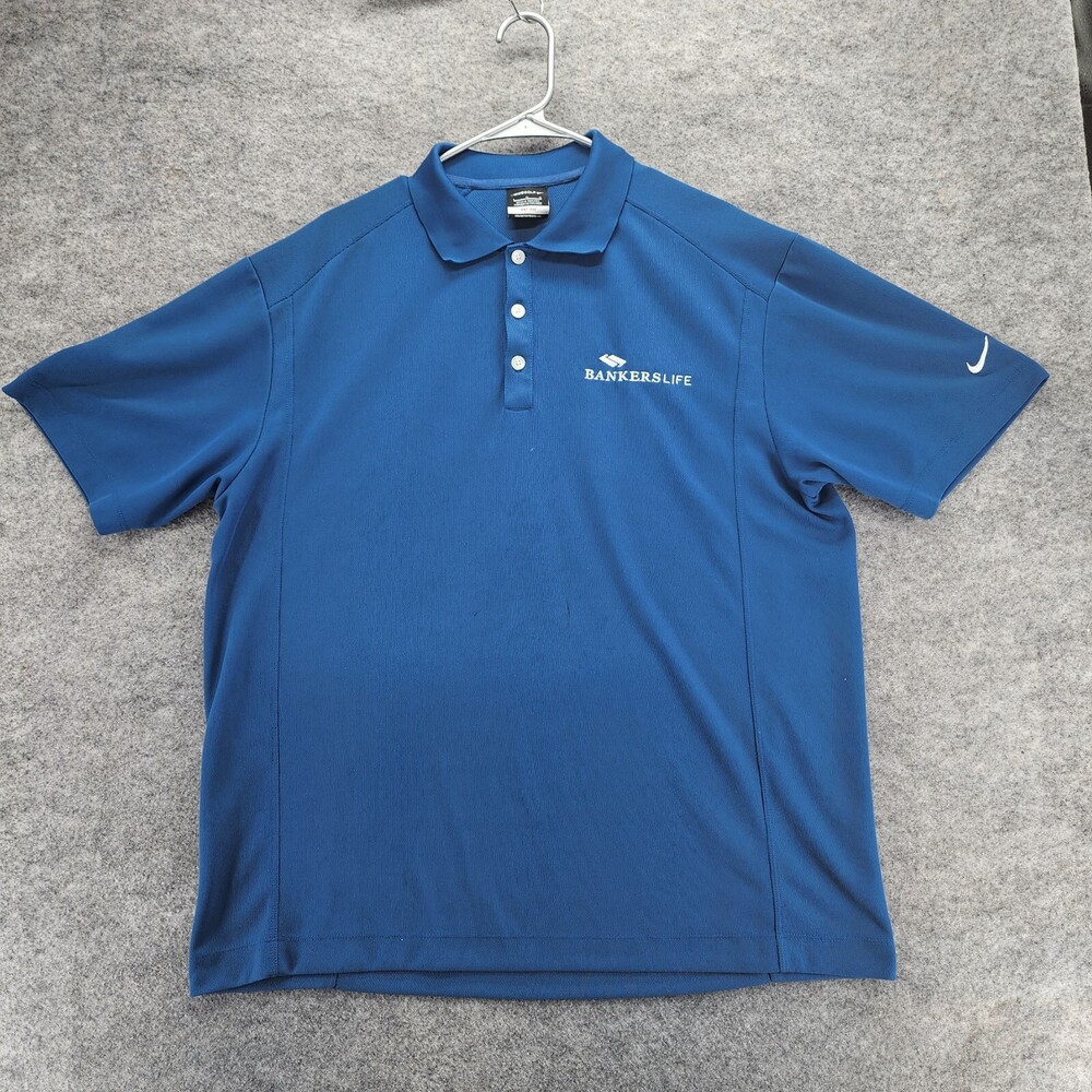 Nike Golf Polo Shirt Mens Large Dri Fit Short Sleeve Blue